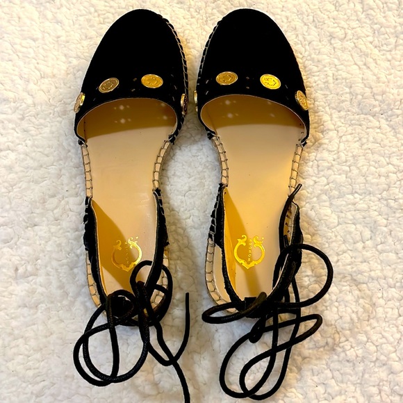 Suede Espadrilles w/ Coin Detail Black NWOT - Picture 4 of 7